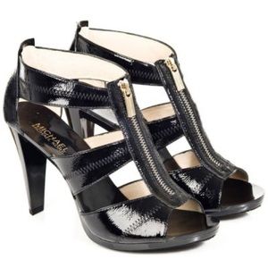 Michael Kors Black Patent “Berkley”  Zipper Heel